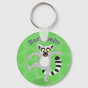 Niedlicher Ring Schwanz lemur Tanz Cartoon Abbildu Schlüsselanhänger