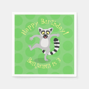 Niedlicher Ring Schwanz lemur Tanz Cartoon Abbildu Serviette