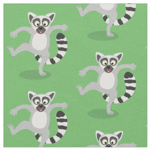 Niedlicher Ring Schwanz lemur Tanz Cartoon Abbildu Stoff