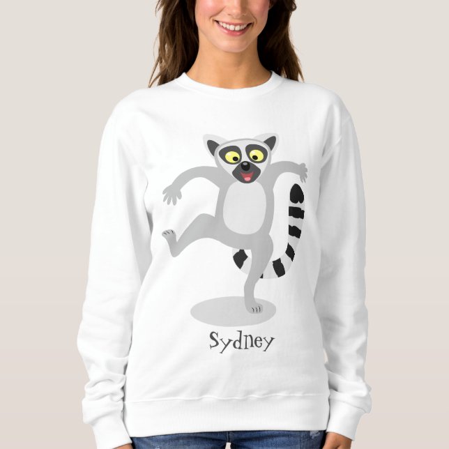 Niedlicher Ring Schwanz lemur Tanz Cartoon Abbildu Sweatshirt (Vorderseite)
