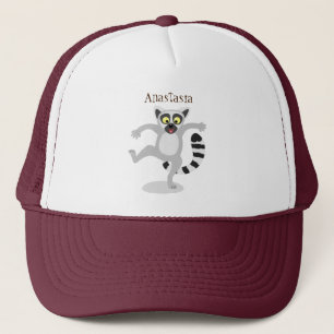 Niedlicher Ring Schwanz lemur Tanz Cartoon Abbildu Truckerkappe