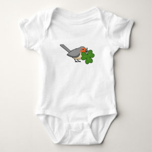 Niedlicher Robin mit Kleeblatt Clover Cartoon Baby Strampler