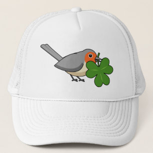 Niedlicher Robin mit Kleeblatt Clover Cartoon Truckerkappe