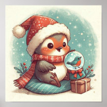 Niedlicher Robin mit Snowglobe Kinder im Zimmer Ku