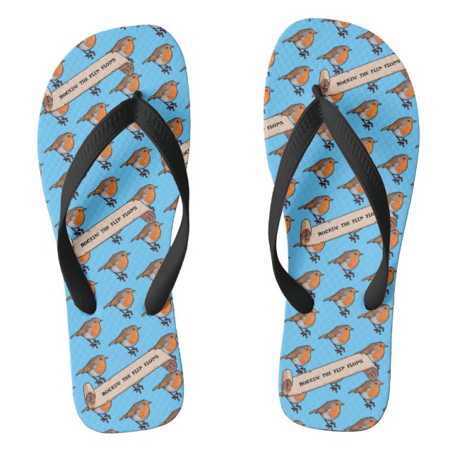 Niedlicher Robin Rockin' Das Retro-Muster der Flip Flops (Fußbett)