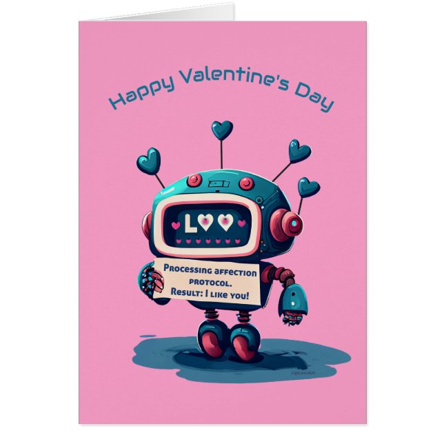 Niedlicher Robot Happy Valentines Day - Ich mag Si (Vorne)