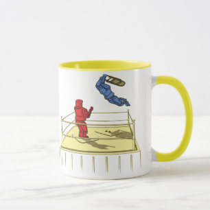 Niedlicher Robot Wrestling Cartoon Tasse
