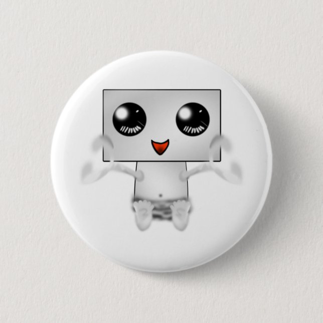 Niedlicher Roboter Button (Vorderseite)