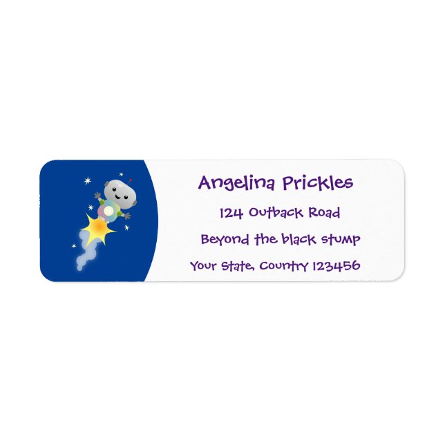 Niedlicher Roboter, der im Weltraum Cartoon fliegt (Vorne)