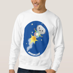 Niedlicher Roboter, der im Weltraum Cartoon fliegt Sweatshirt