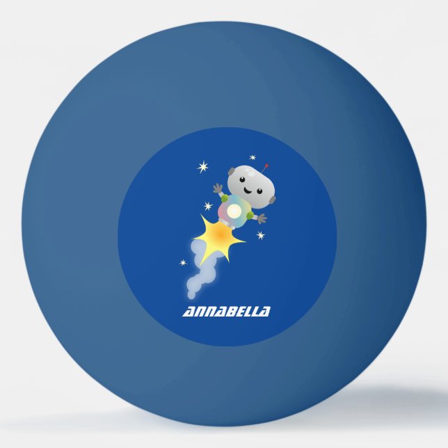 Niedlicher Roboter, der im Weltraum Cartoon fliegt Tischtennisball (Vorderseite)