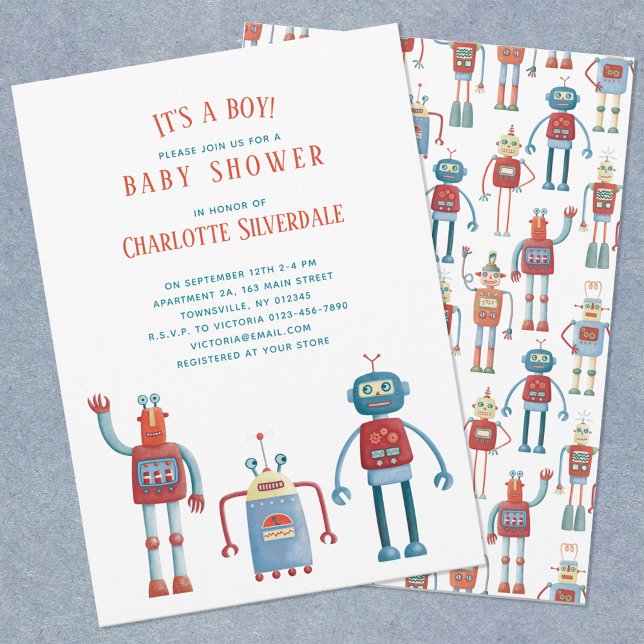 Niedlicher Roboter Es ist eine Boy Baby Shower Ein Einladung (Von Creator hochgeladen)