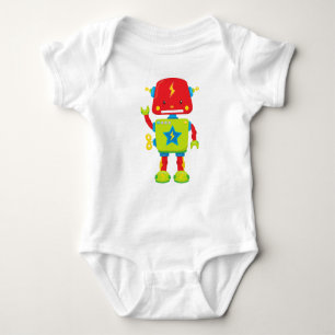 Niedlicher Roboter, Funny Robot, farbenfroher Robo Baby Strampler
