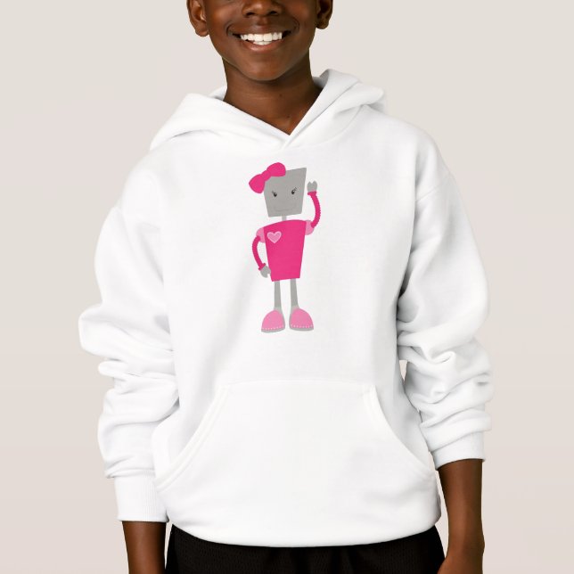 Niedlicher Roboter, Funny Robot, Girl Robot, Pink  Hoodie (Vorderseite)