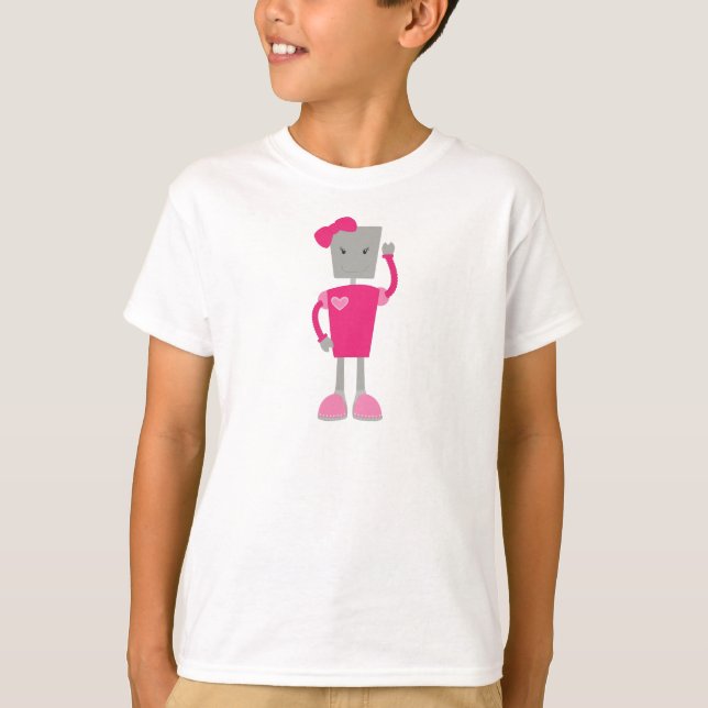 Niedlicher Roboter, Funny Robot, Girl Robot, Pink  T-Shirt (Vorderseite)