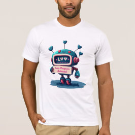 Niedlicher Roboter mit Liebe Valentines Message T- T-Shirt
