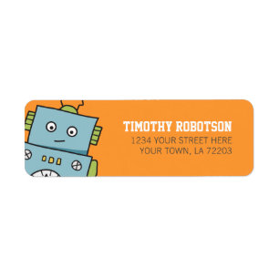 Niedlicher Roboter-Rücksendeadressen-Aufkleber