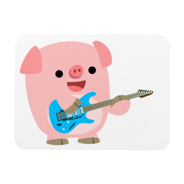 Niedlicher Rockin-Cartoon Pig Flexible Magnet (Horizontal)