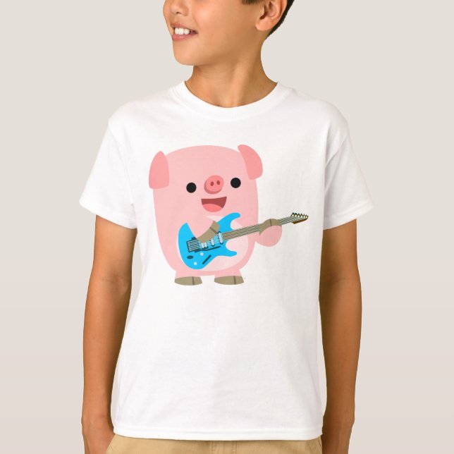 Niedlicher Rockin Cartoon-Schwein-KinderT - Shirt (Vorderseite)