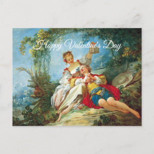 Niedlicher Rokoko Happy Lovers Valentinstag Postkarte