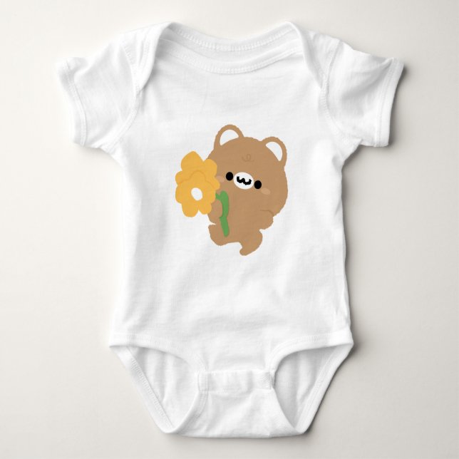 Niedlicher romantischer Braunbär Baby Strampler (Vorderseite)