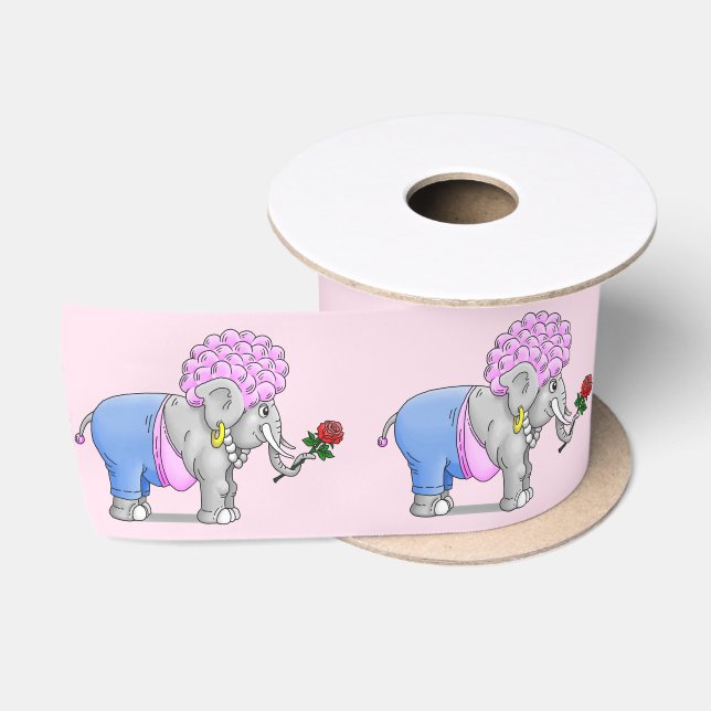 Niedlicher romantischer Elefant Satinband (Spule)
