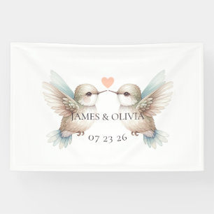 Niedlicher romantischer Hummingbird Hochzeitsbanne Banner