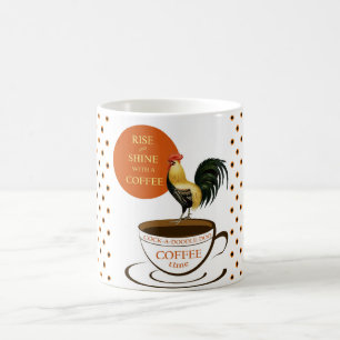 Niedlicher Rooster Orange Schwarz-weiß Polka Dots Kaffeetasse