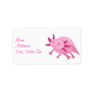 Niedlicher rosa AlbinoAxolotl Adressaufkleber