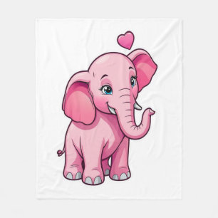 Niedlicher rosa Babyelefon mit Liebe Fleecedecke