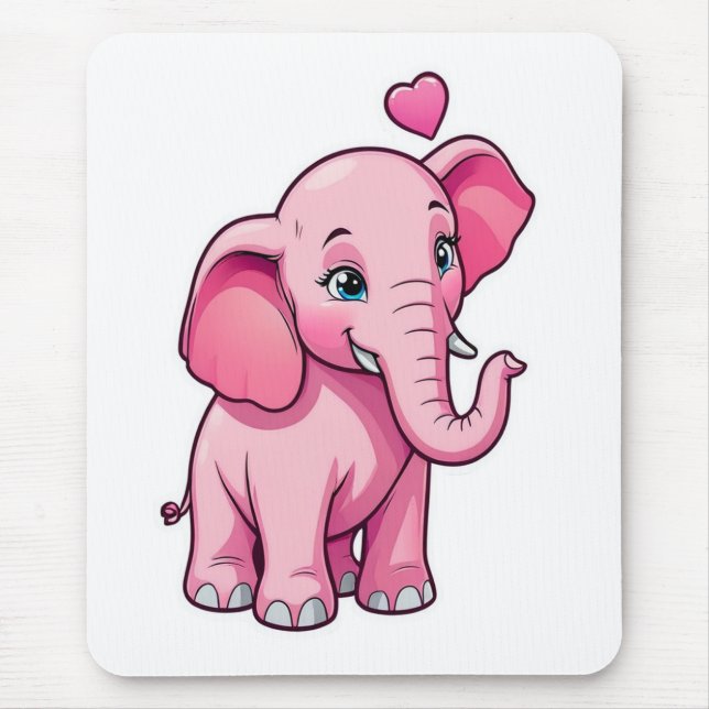Niedlicher rosa Babyelefon mit Liebe Mousepad (Vorne)
