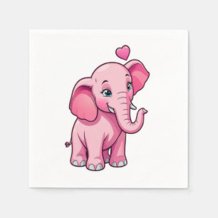 Niedlicher rosa Babyelefon mit Liebe Serviette