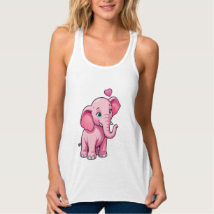 Niedlicher rosa Babyelefon mit Liebe Tank Top
