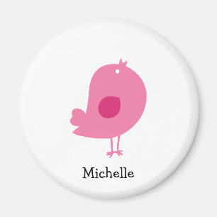 Niedlicher Rosa-Bird-Illustration Personalisierter Magnet