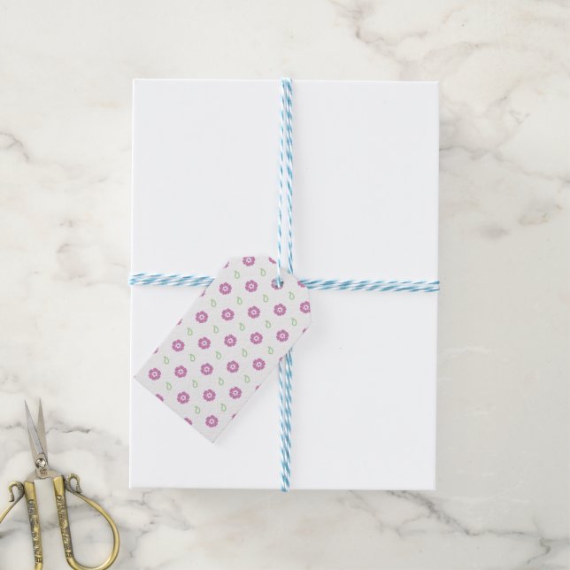 Niedlicher rosa Blumenbecher Geschenkanhänger (Mit Garn)