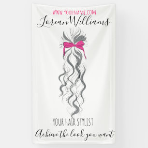 Niedlicher rosa Bow Graue und weiße Braiderhaare Banner