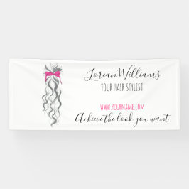 Niedlicher rosa Bow Graue und weiße Braiderhaare Banner