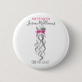 Niedlicher rosa Bow Graue und weiße Braiderhaare Button