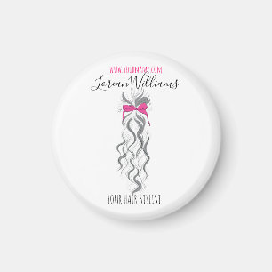 Niedlicher rosa Bow Graue und weiße Braiderhaare Magnet
