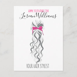 Niedlicher rosa Bow Graue und weiße Braiderhaare Postkarte