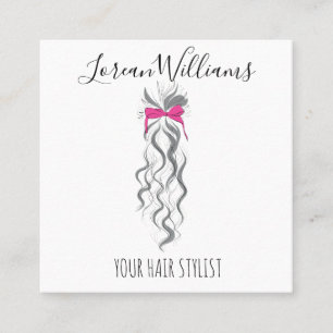 Niedlicher rosa Bow Graue und weiße Braiderhaare Terminkarte