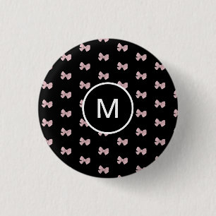 Niedlicher rosa Bow mit individuellem Druck schwar Button
