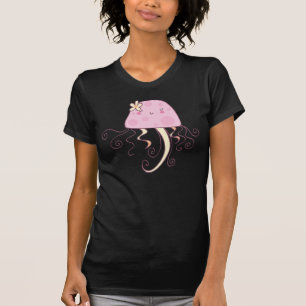 Niedlicher rosa Cartoon-Quallen-Entwurf T-Shirt