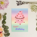 Niedlicher rosa cupcake Geburtstagskarte Einladung<br><div class="desc">Niedlicher Pink Cupcake Geburtstagskarte für Kinder und Erwachsene. Das süße Design der Speisen mit dem passenden pastellfarbenen Hintergrund. Es ist eine perfekte Art,  jemandem etwas Besonderes zum Geburtstag zu sagen. Passen Sie den Text an,  fügen Sie einen Namen hinzu und ändern Sie die Hintergrundfarbe.</div>