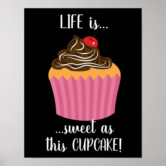 Niedlicher rosa Cupcake-Lebenslauf Poster (Vorne)