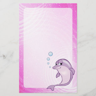 Niedlicher rosa Delphin-Cartoon Briefpapier