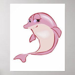 niedlicher Rosa-Delphin Poster