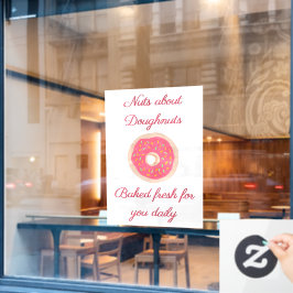 Niedlicher Rosa Donut mit Sprinklen Doughnut Shop Fensteraufkleber