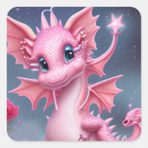 Niedlicher rosa Drache mit rosa Blume