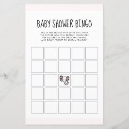 Niedlicher rosa Elefant Baby Dusche Bingo Spiel